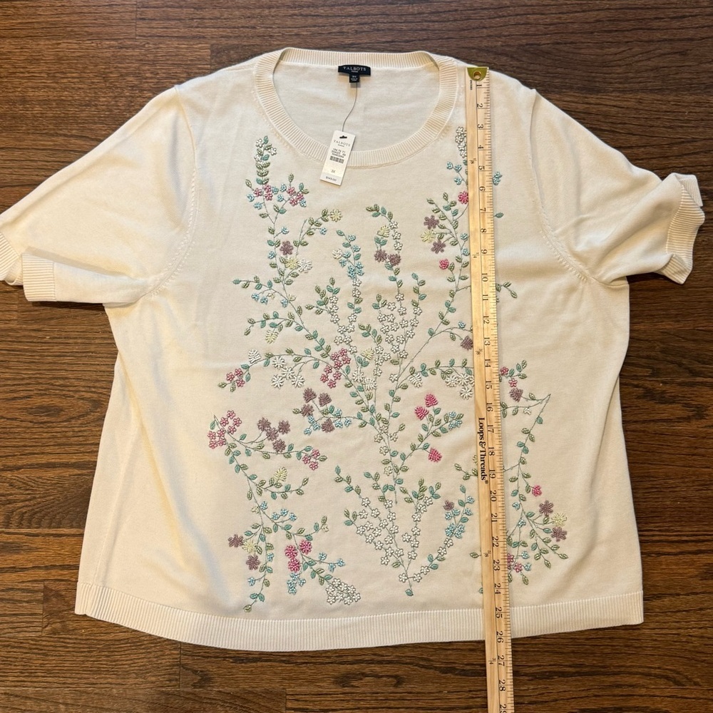 Talbots Cream Floral Spring Top - Picture 5 of 7
